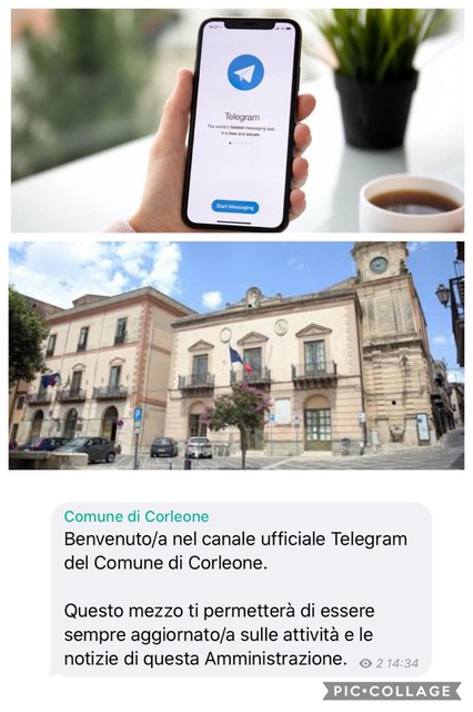 Aperto il canale Telegram del Comune